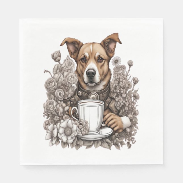 hund och kaffe kopp pappersservett (Framsidan)