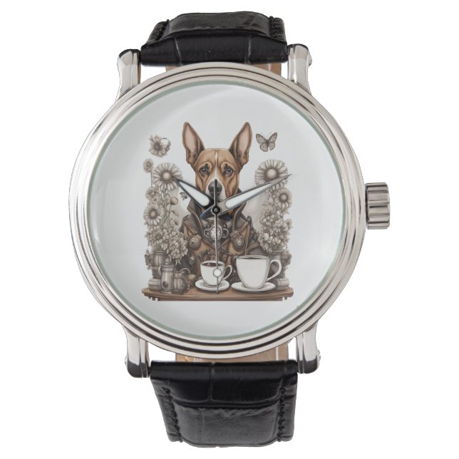hund och kaffe mugg armbandsur (Framsida)
