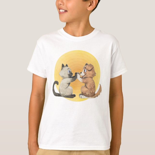 Hund och Kat bästa vän T Shirt (Framsida)