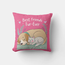 Hund och katt bästa vänner för alltid kudde