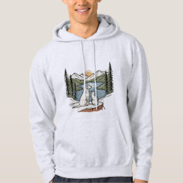 Hund och katt Bergsjösolnedgång Hoodie