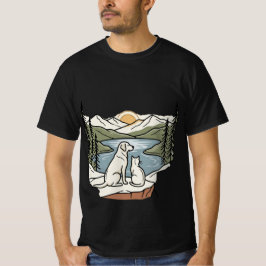 Hund och katt Bergsjösolnedgång T Shirt