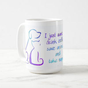 Hund och katt - Drickkaffe - Spara djur Kaffemugg