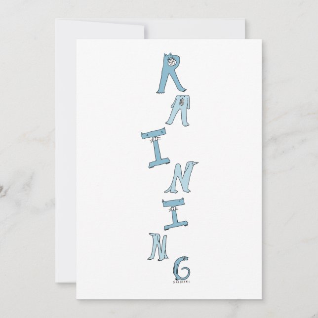 Hund och katt, födelsekort, rinnande katter och Hu Tack Kort (Framsida)