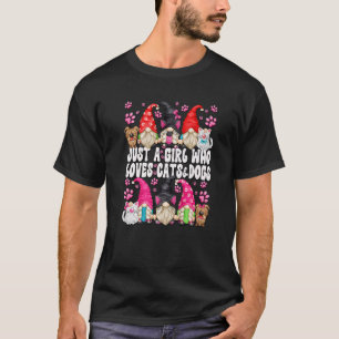 Hund och katt Gnome för en flicka som Kärlek katta T Shirt