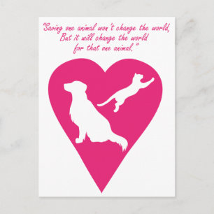 Hund och katt Heart Vykort