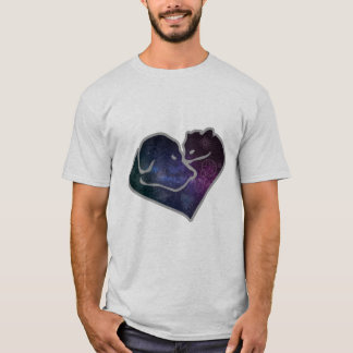 Hund och katt i utrymmet t shirt