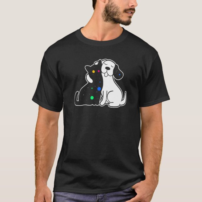 Hund Och Katt Pälsvänner T Shirt (Framsida)