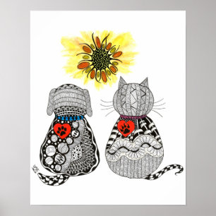 Hund och katt Poster 16 x 20 tum