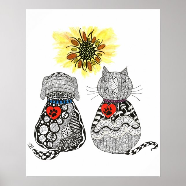 Hund och katt Poster 16 x 20 tum (Framsidan)