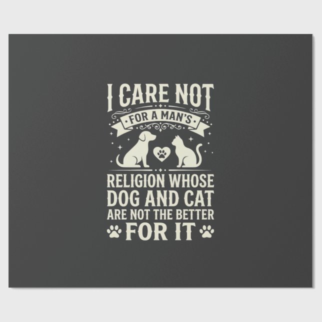 Hund och katt religion citat presentpapper (Platt)