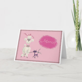 Hund och katt säger "Merci!" Kort