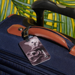 Hund och katt, Tittar upp Personlig Bagagebricka