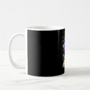 Hund och katt under paraply i regnväder kaffemugg