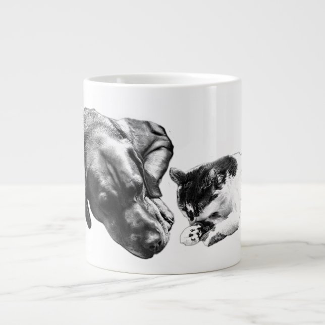Hund- och kattlås tillsammans Monokrome Art Mugg Jumbo Mugg (Framsidan)