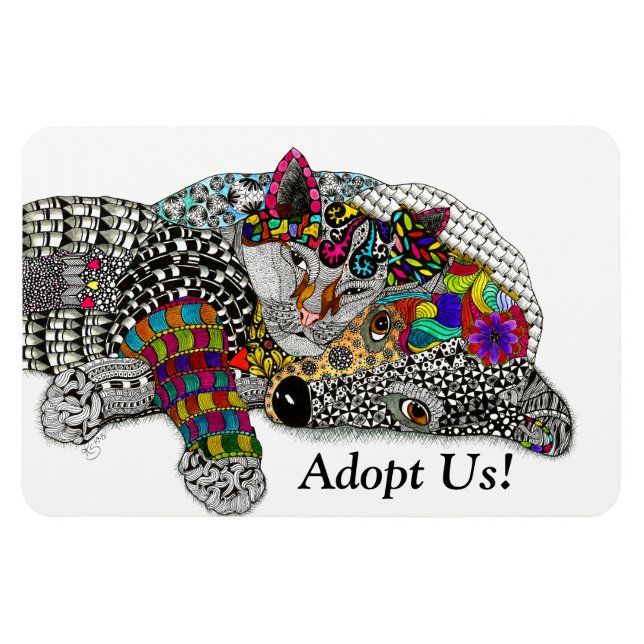 Hund och kattmagnet 3" x 4" magnet (Horisontell)