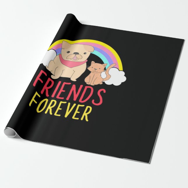 Hund- och kattvänner för alltid presentpapper (Utrullad)