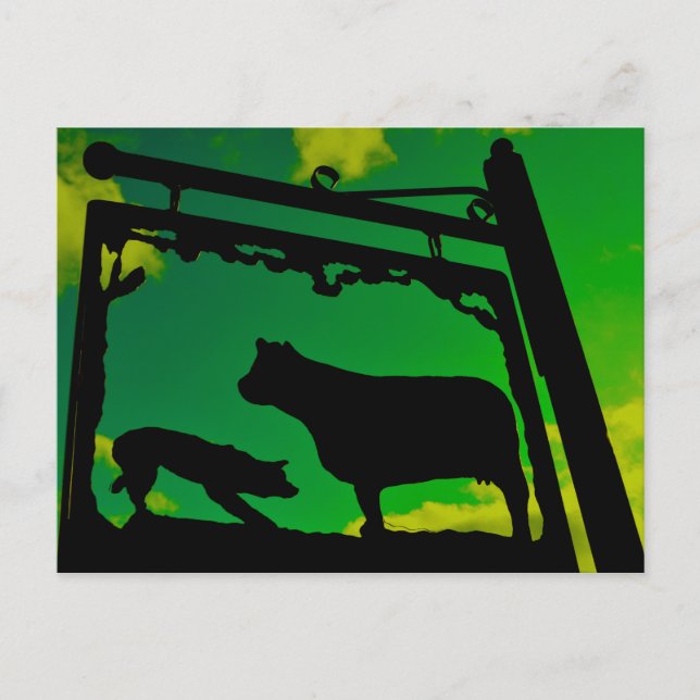 Hund och kon. vykort (Framsida)