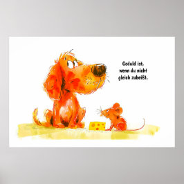 Hund och mus med vattenfärg och Tecknad med ost Poster