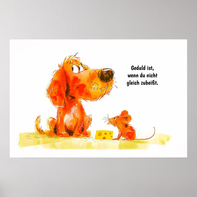 Hund och mus med vattenfärg och Tecknad med ost Poster (Framsidan)