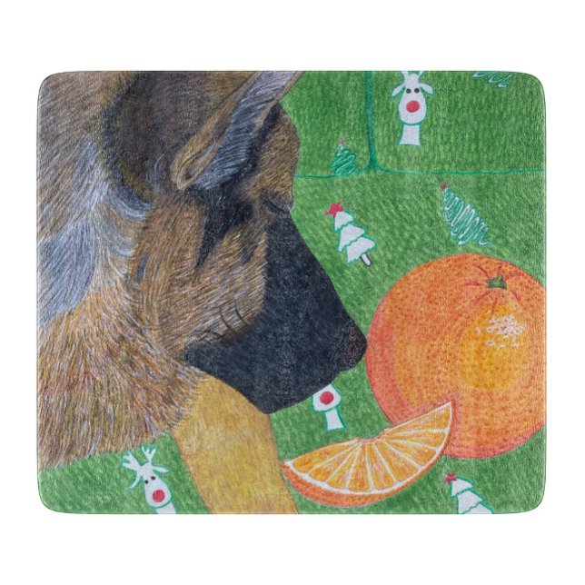 Hund och orange skärbräda (Framsidan)