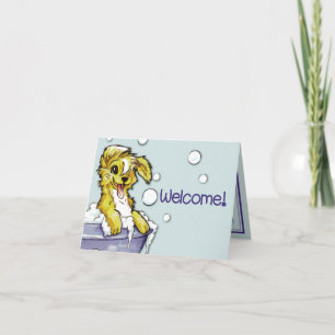Hund och Pet Groomer Välkommen - Doggie Bubble Bat Kort