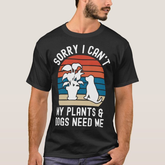 Hund och Plant Retro Gardener T Shirt (Framsida)