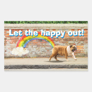 Hund och Rainbow Graffiti Rektangulärt Klistermärke