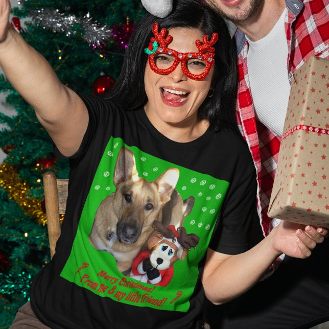 Hund och renar tee shirt (Christmas German Shepherd Dog & Reindeer Women's T-Shirt)