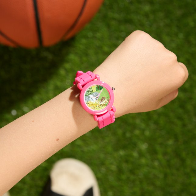 Hund och Rosa Silicon Kids Watch Armbandsur (Handled)
