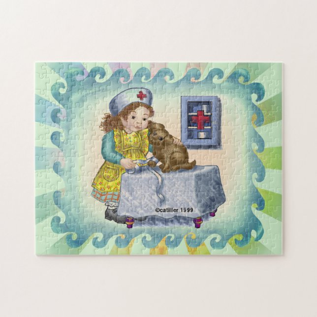 Hund och sjuksköterska pussel (Horisontell)