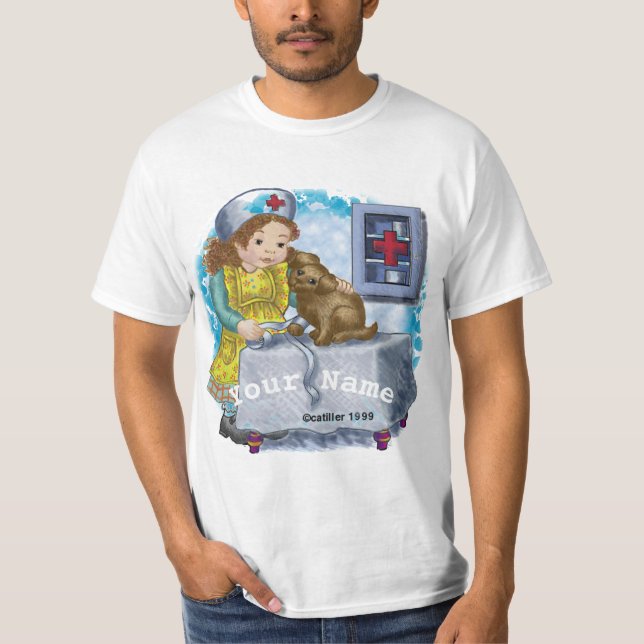 Hund och sjuksköterska t shirt (Framsida)