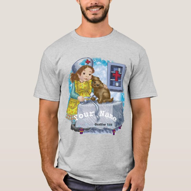 Hund och sjuksköterska t shirt (Framsida)