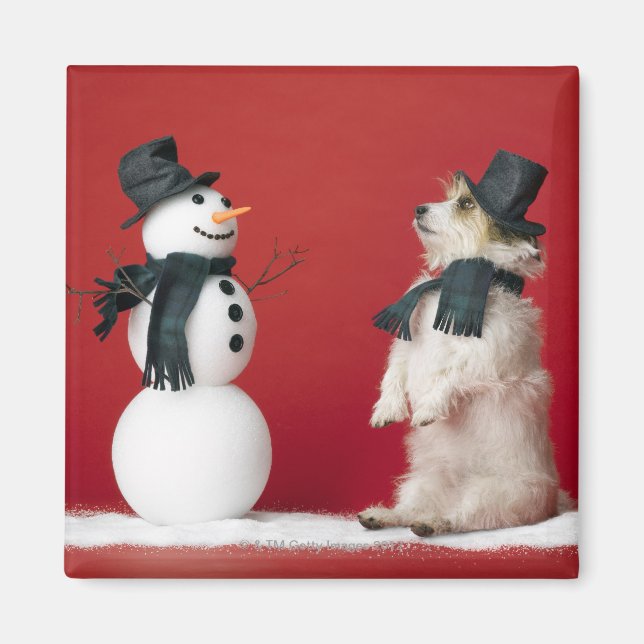 Hund och Snögubbe Magnet (Framsidan)