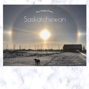 Hund och Sol Hund i Archydal Saskatchewan Kanada Vykort