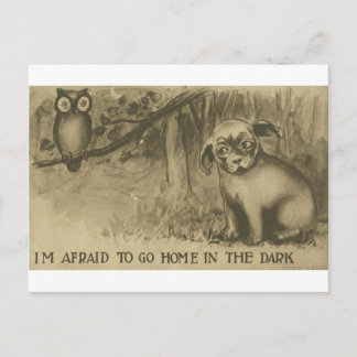 hund och uggla vykort