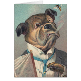 Hund- och Waspvintageillustration Hälsningskort