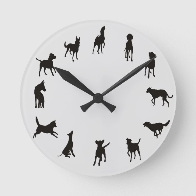 Hund O'Clock Hund Clock Wall Clock Clock Clock Rund Klocka (Framsida)