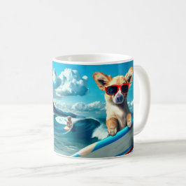 Hund om solglasögon på ytbeläggning AI Art Kaffemugg