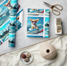 Hund om solglasögon på ytbeläggning AI Art Presentpapper