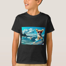 Hund om solglasögon på ytbeläggning AI Art T Shirt