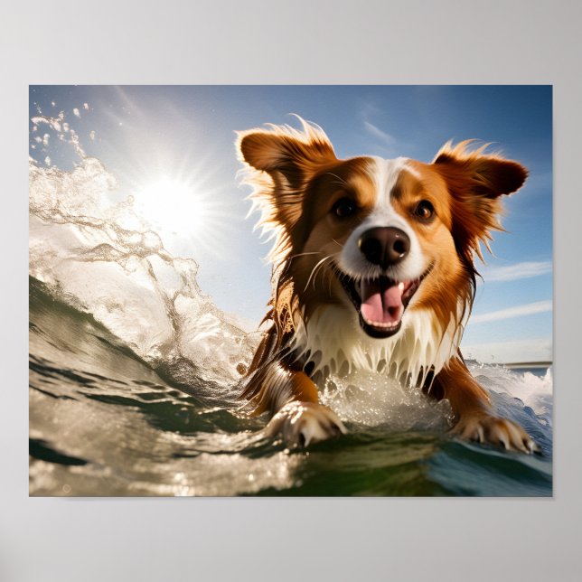 Hund om surfbräde poster (Framsidan)