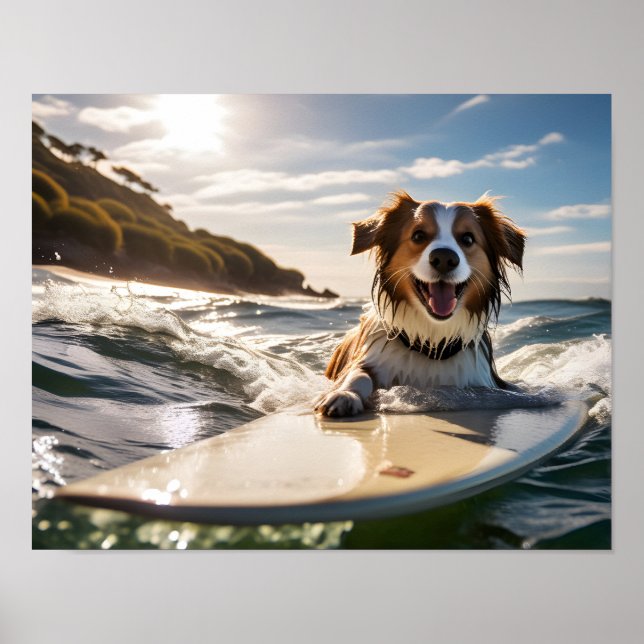 Hund om surfbräde poster (Framsidan)