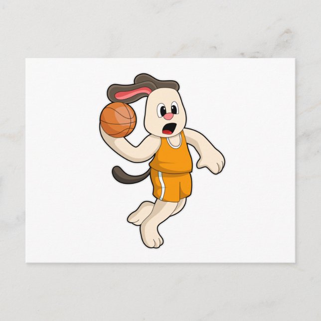 Hund på basketboll sport vykort (Framsida)