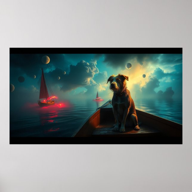 Hund på båt poster (Framsidan)