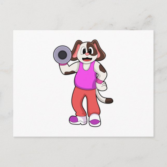 Hund på Bodybuilding med Hantel Vykort (Framsida)