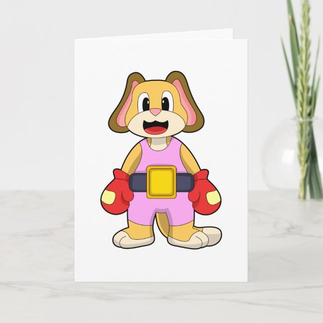 Hund på boxning med boxningshandskar kort (Framsida)