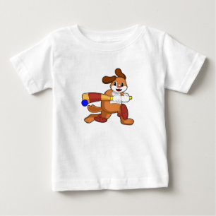 Hund på Cricket med Cricket slagträ T Shirt