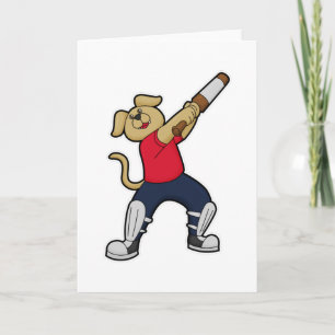Hund på Cricket med Cricketträ Kort