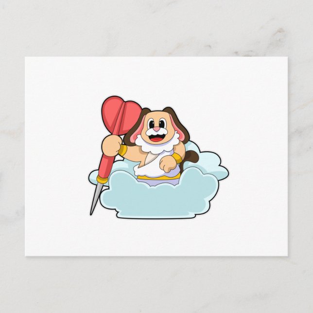 Hund på Dart med Pil Vykort (Framsida)